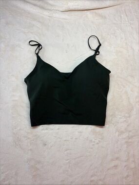 Lululemon Dark Green Solid Spaghetti Strap Wireless Sports Bra Sz 8
